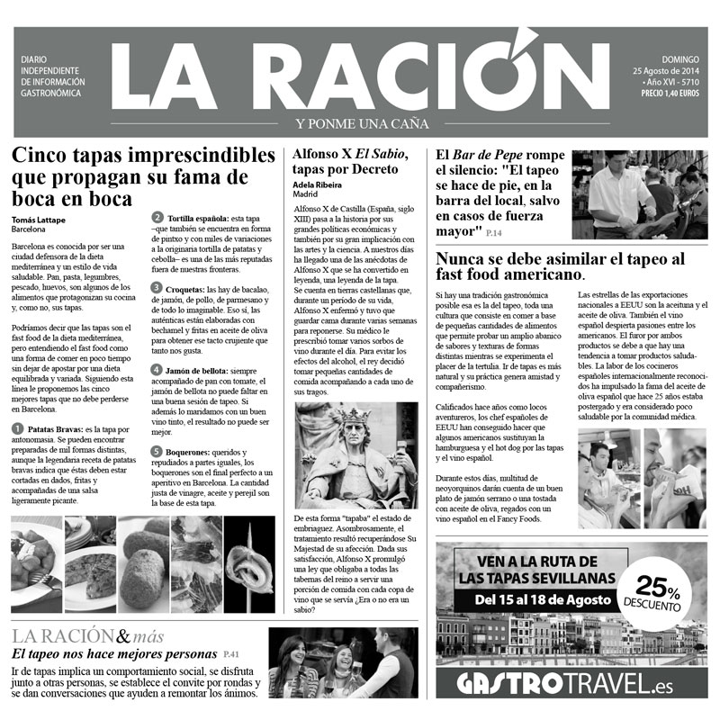 PAPEL PERIÓDICO "LA RACIÓN" - 100% CHEF